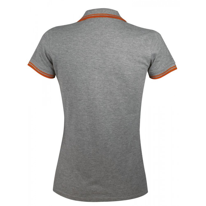 Рубашка поло женская Pasadena Women 200 с контрастной отделкой, серый меланж/оранжевый, размер XXL