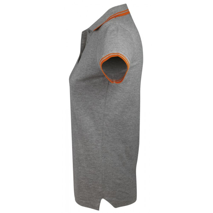 Рубашка поло женская Pasadena Women 200 с контрастной отделкой, серый меланж/оранжевый, размер XXL