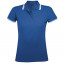 Рубашка поло женская Pasadena Women 200 с контрастной отделкой, ярко-синяя с белым