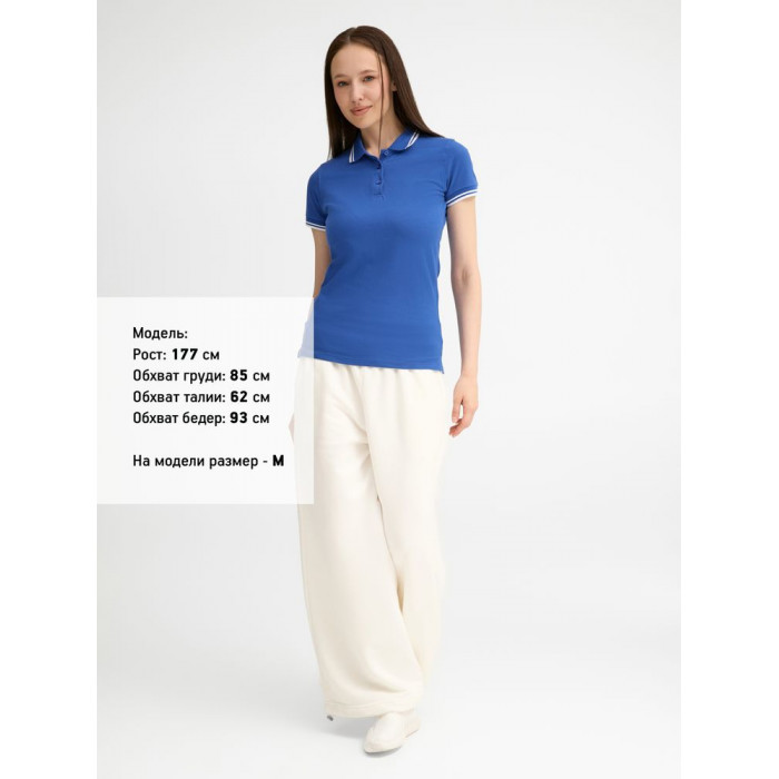 Рубашка поло женская Pasadena Women 200 с контрастной отделкой ярко-синяя с белым, размер XXL