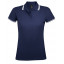 Рубашка поло женская Pasadena Women 200 с контрастной отделкой, темно-синяя с белым