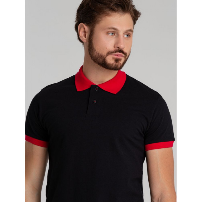 Рубашка поло Prince 190 черная с красным, размер XXL