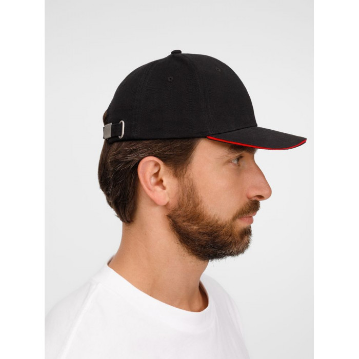 Бейсболка Buffalo, черная с красным