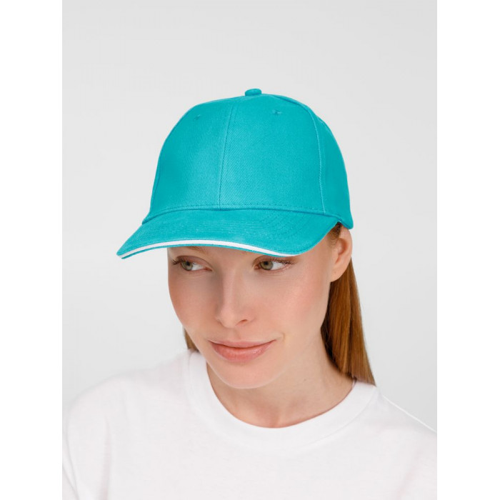 Бейсболка Buffalo, бирюзовая с белым