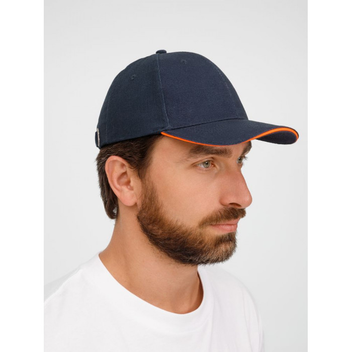 Бейсболка Buffalo, темно-синяя с неоново-оранжевым