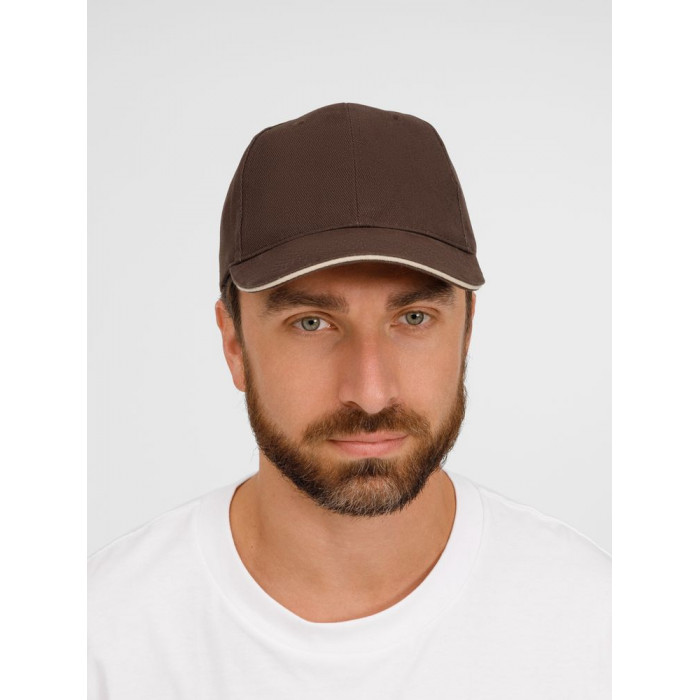 Бейсболка Buffalo, коричневая с бежевым