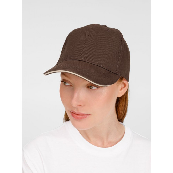 Бейсболка Buffalo, коричневая с бежевым