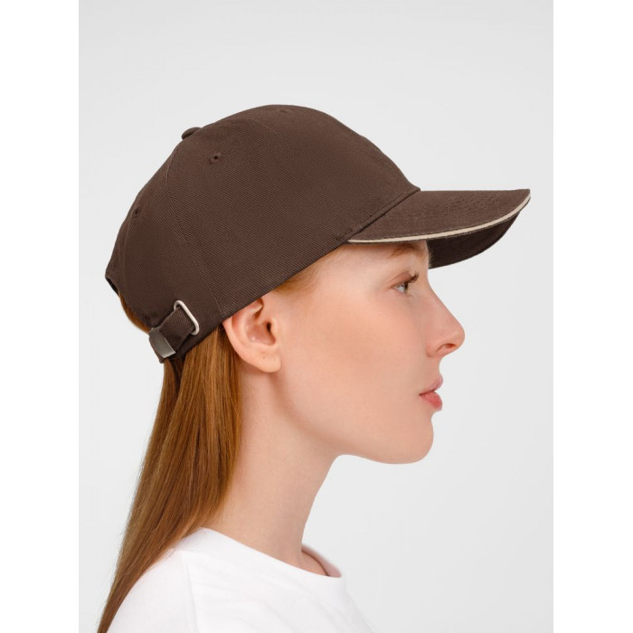 Бейсболка Buffalo, коричневая с бежевым