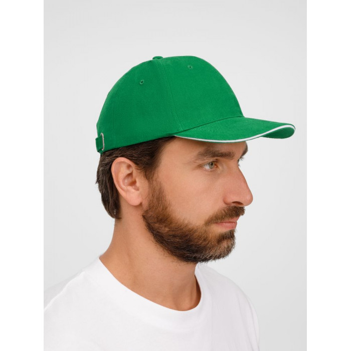 Бейсболка Buffalo, ярко-зеленая с белым
