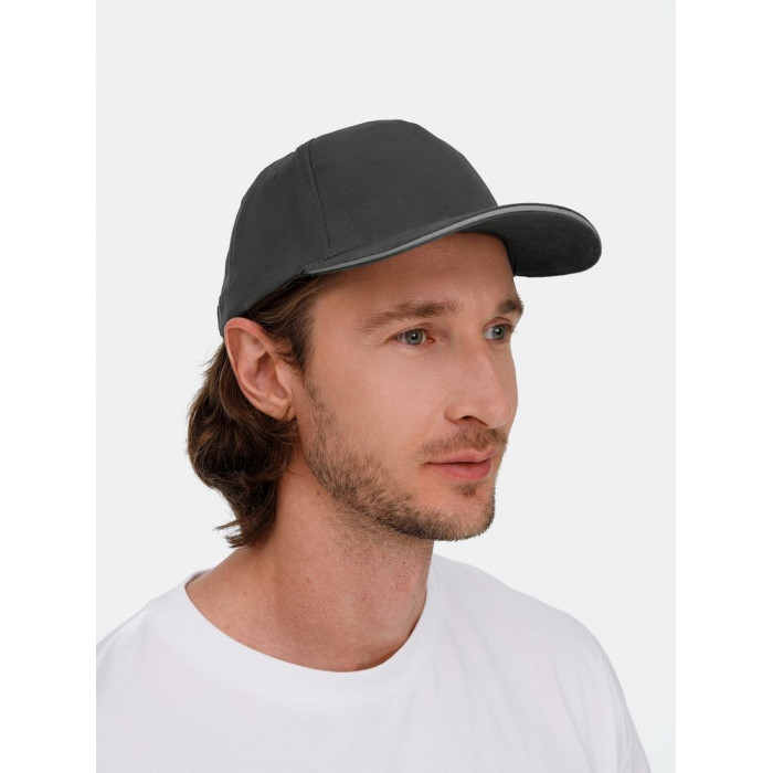 Бейсболка Long Beach, темно-серая со светло-серым