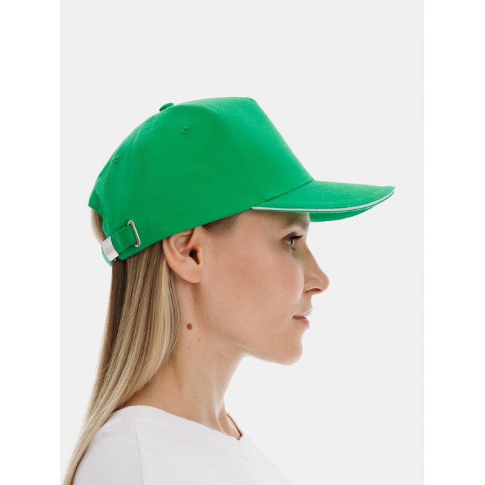 Бейсболка Long Beach, ярко-зеленая с белым