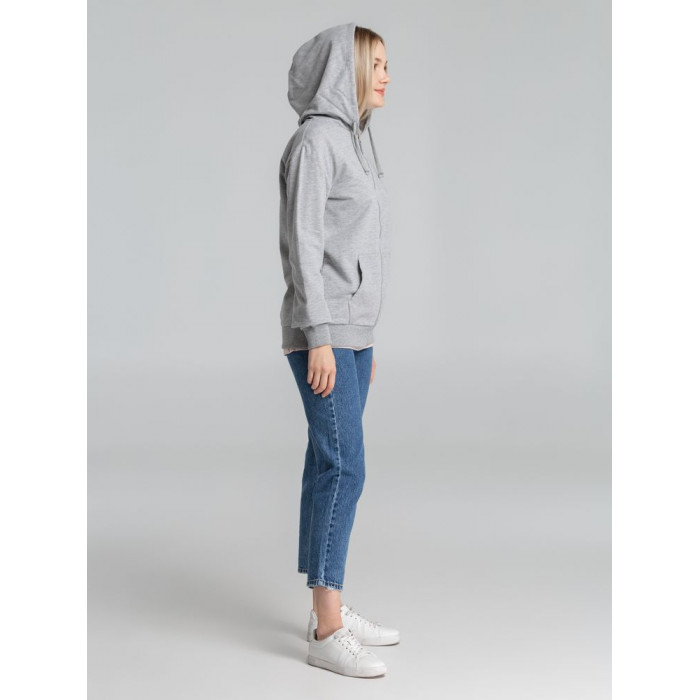 Толстовка на молнии с капюшоном Unit Siverga серый меланж, размер XS