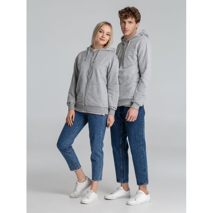 Толстовка на молнии с капюшоном Unit Siverga серый меланж, размер XS