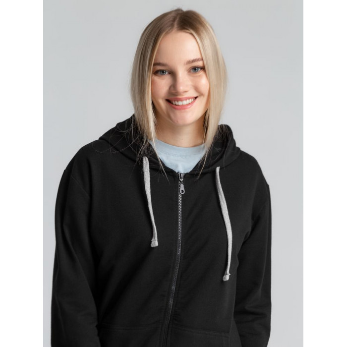 Толстовка на молнии с капюшоном Unit Siverga черная, размер XS