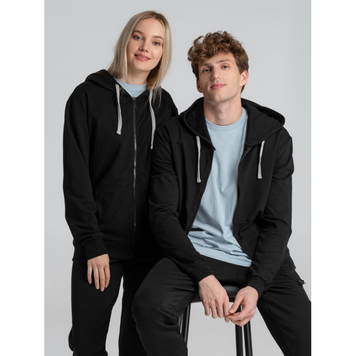 Толстовка на молнии с капюшоном Unit Siverga черная, размер XS