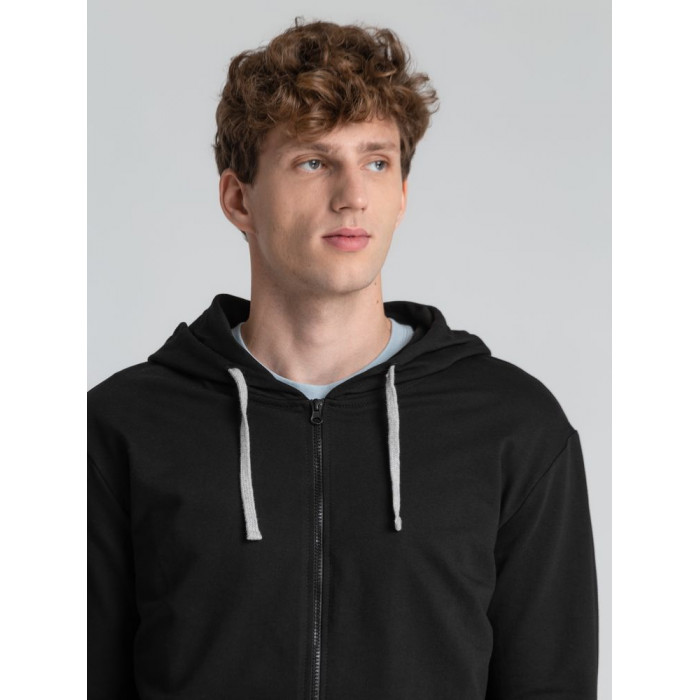 Толстовка на молнии с капюшоном Unit Siverga черная, размер XS