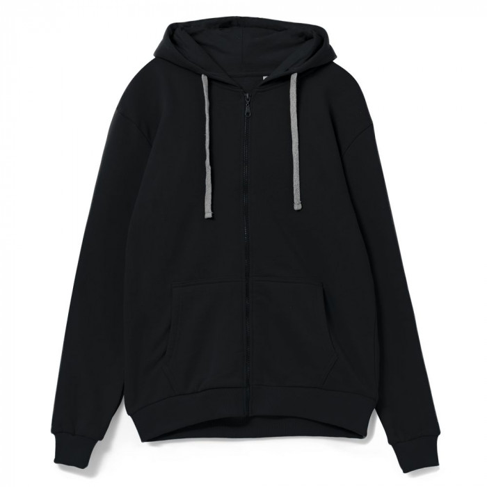 Толстовка на молнии с капюшоном Unit Siverga черная, размер XS