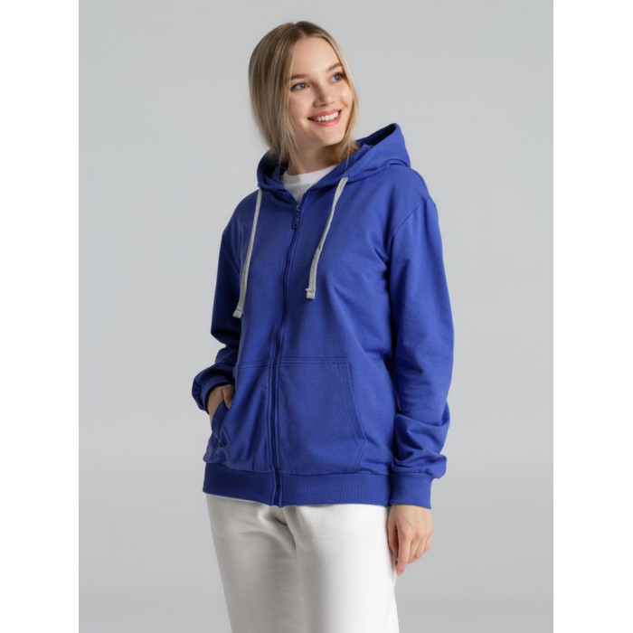 Толстовка на молнии с капюшоном Unit Siverga, ярко-синяя, размер 4XL