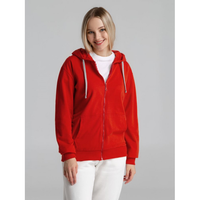 Толстовка на молнии с капюшоном Unit Siverga красная, размер 3XL