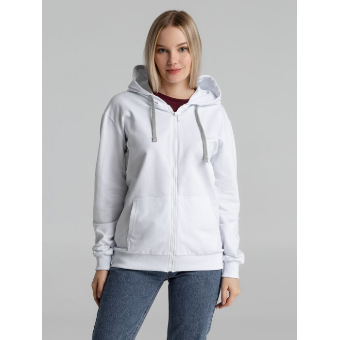 Толстовка на молнии с капюшоном Unit Siverga белая, размер 3XL