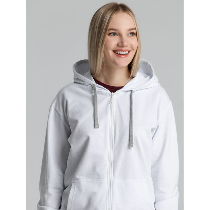 Толстовка на молнии с капюшоном Unit Siverga белая, размер 3XL