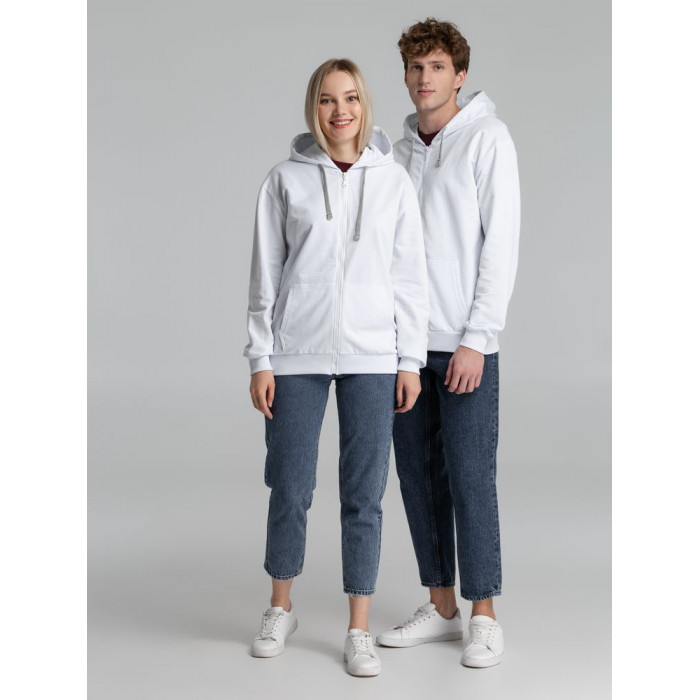 Толстовка на молнии с капюшоном Unit Siverga белая, размер 3XL