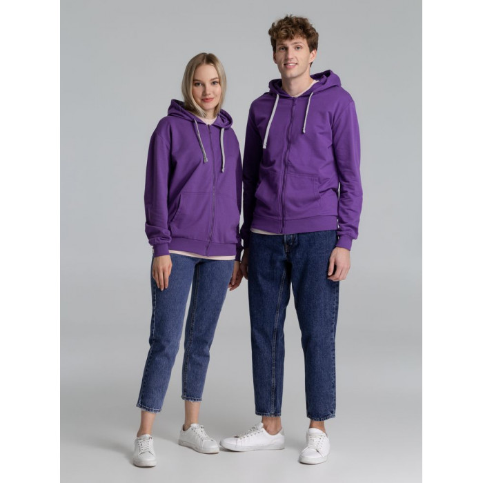 Толстовка на молнии с капюшоном Unit Siverga, фиолетовая, размер XXL