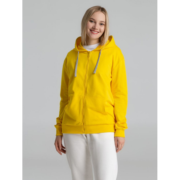 Толстовка на молнии с капюшоном Unit Siverga желтая, размер 4XL
