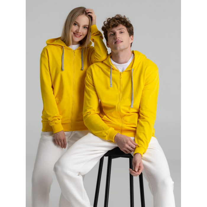 Толстовка на молнии с капюшоном Unit Siverga желтая, размер 4XL