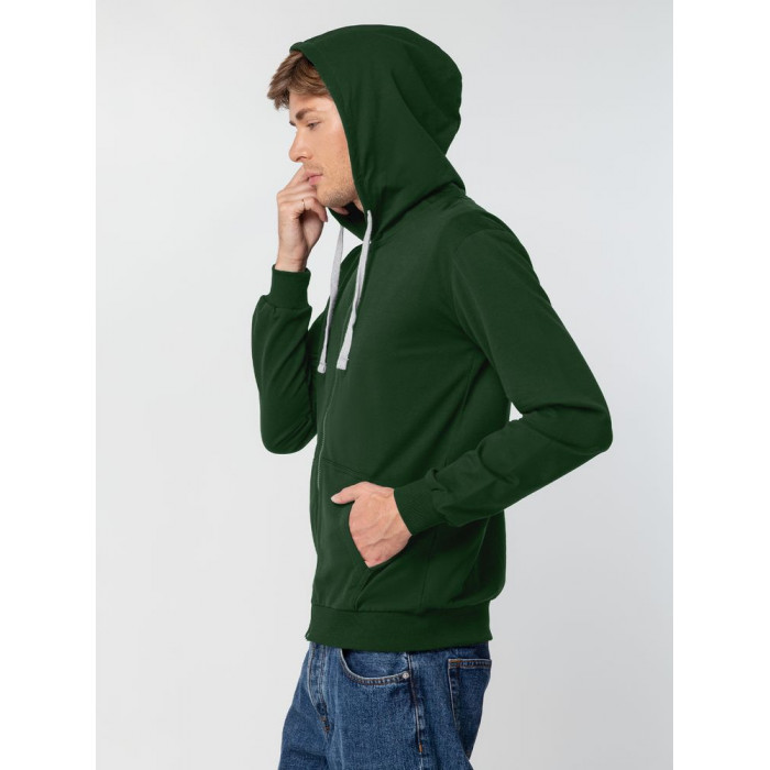 Толстовка на молнии с капюшоном Siverga, темно-зеленая, размер XS