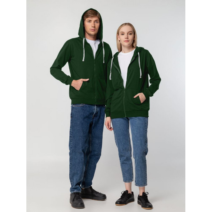 Толстовка на молнии с капюшоном Siverga, темно-зеленая, размер XS