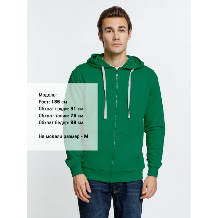 Толстовка на молнии с капюшоном Siverga, зеленая, размер 4XL