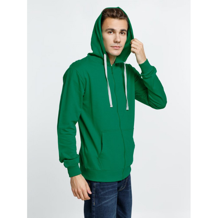 Толстовка на молнии с капюшоном Siverga, зеленая, размер 4XL