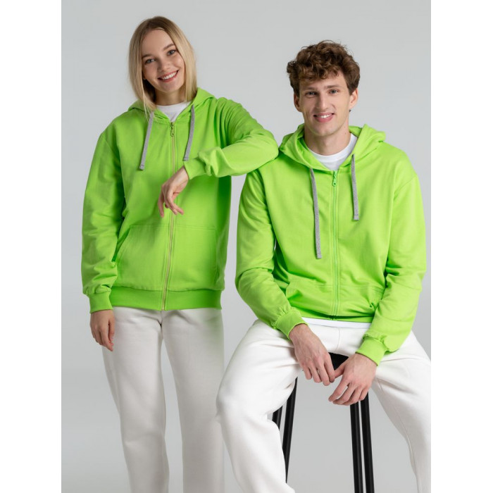 Толстовка на молнии с капюшоном Unit Siverga зеленое яблоко, размер XXL