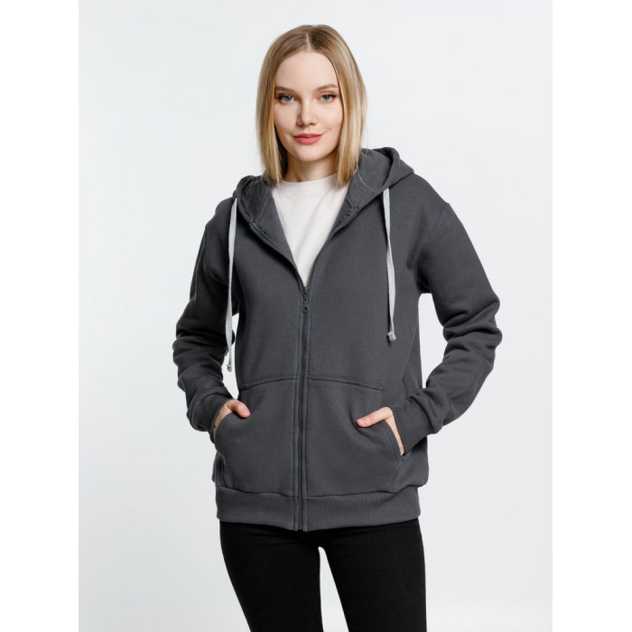Толстовка на молнии с капюшоном Siverga Heavy, темно-серая (графит), размер XS