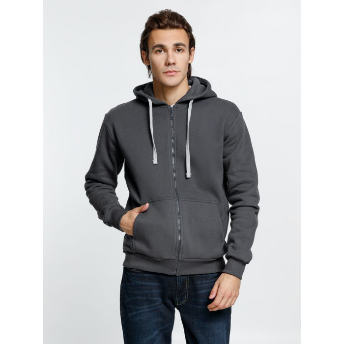 Толстовка на молнии с капюшоном Siverga Heavy, темно-серая (графит), размер XS