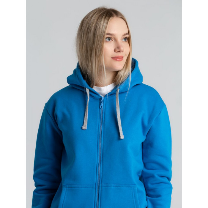 Толстовка с капюшоном на молнии Unit Siverga Heavy, бирюзовая, размер XS
