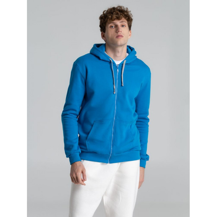 Толстовка с капюшоном на молнии Unit Siverga Heavy, бирюзовая, размер XS