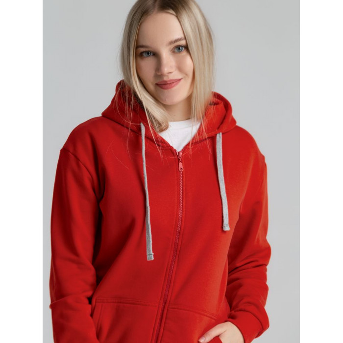 Толстовка на молнии с капюшоном Unit Siverga Heavy красная, размер XS