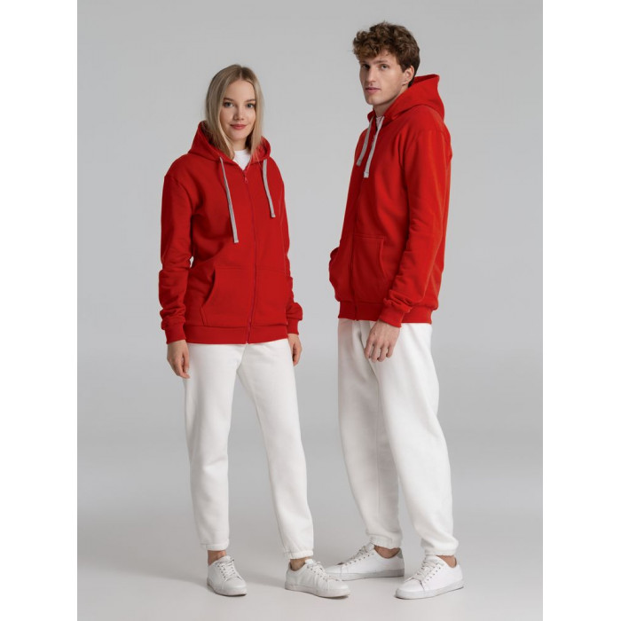 Толстовка на молнии с капюшоном Unit Siverga Heavy красная, размер XS