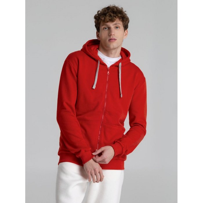 Толстовка на молнии с капюшоном Unit Siverga Heavy красная, размер XS