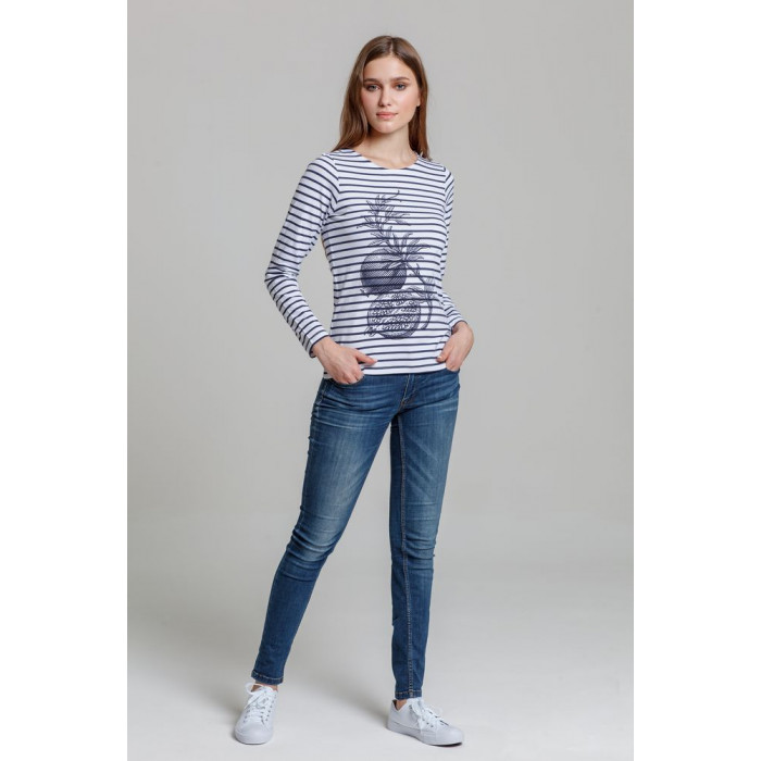 Футболка женская Grand Granat, белая с синим, размер XXL