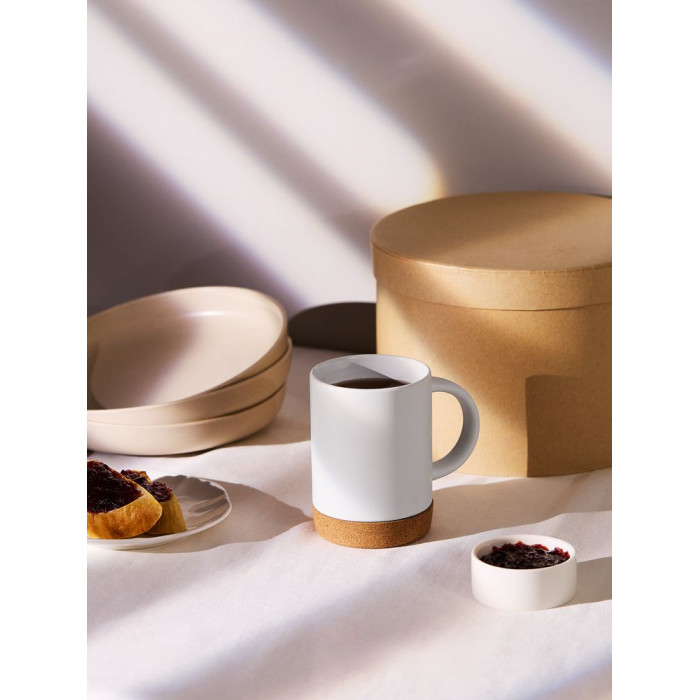 Кружка с пробковой подставкой Corky для сублимационной печати, матовая, белая