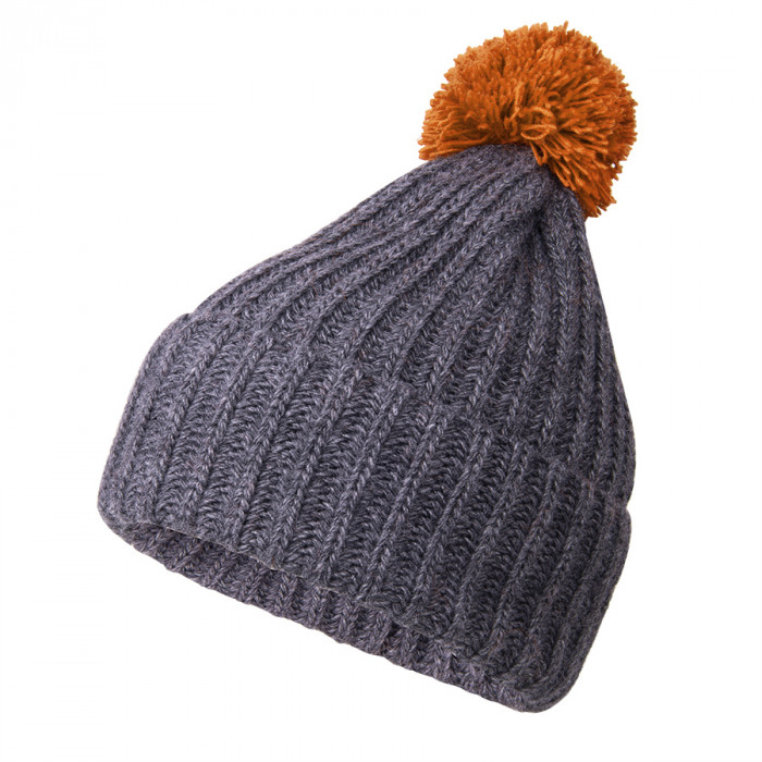 Вязаный комплект шарф и шапка GoSnow, антрацит c фурнитурой, оранжевый, 70% акрил,30% шерсть