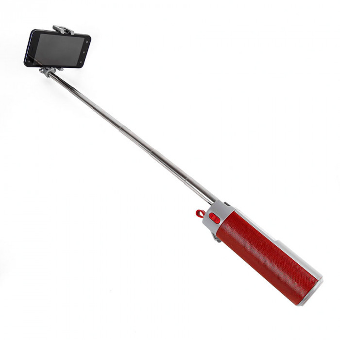 Bluetooth колонка с зарядным устройством(2000mAh) и моноподом "Turbo Tube",красный с серым,18х5,5х5,3 Bluetooth колонка с зарядным устройством(2000mAh) и моноподом "Turbo Tube",красный с серым,18х5,5х5,3