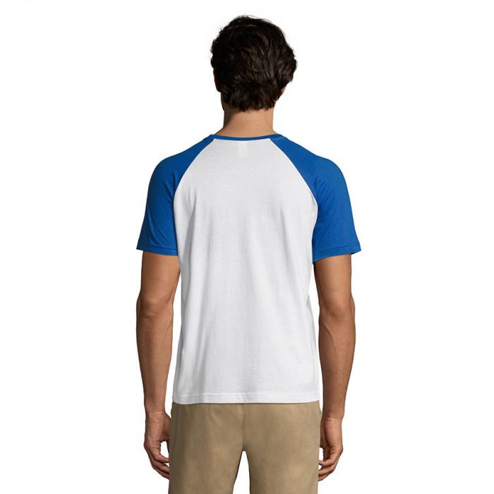 Футболка "Funky", белый с ярко-синим_2XL, 100% х/б, 150 г/м2