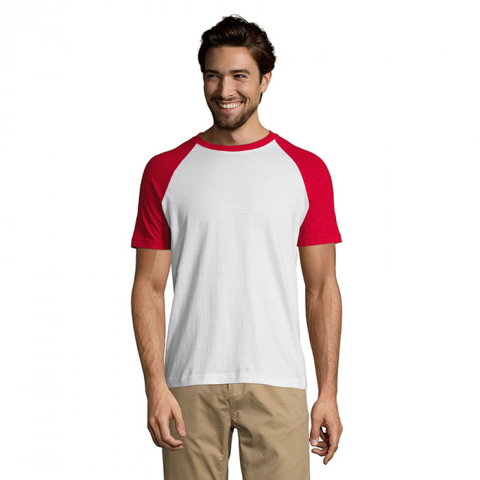 Футболка "Funky", белый с красным_2XL, 100% х/б, 150 г/м2