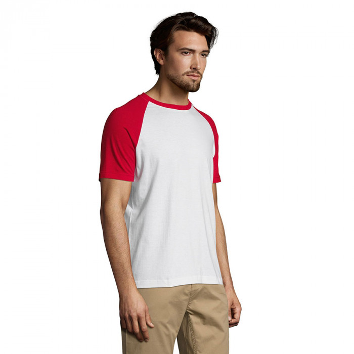 Футболка "Funky", белый с красным_2XL, 100% х/б, 150 г/м2