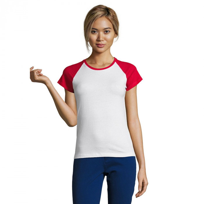 Футболка "Milky", белый с красным_XL, 100% х/б, 150 г/м2