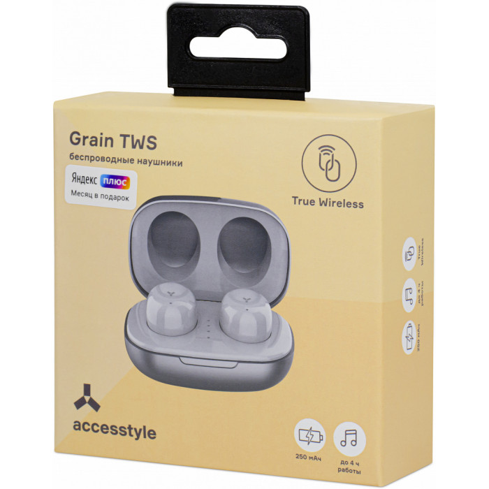 Беспроводные наушники ACCESSTYLE GRAIN TWS, серебристый Беспроводные наушники ACCESSTYLE GRAIN TWS, серебристый